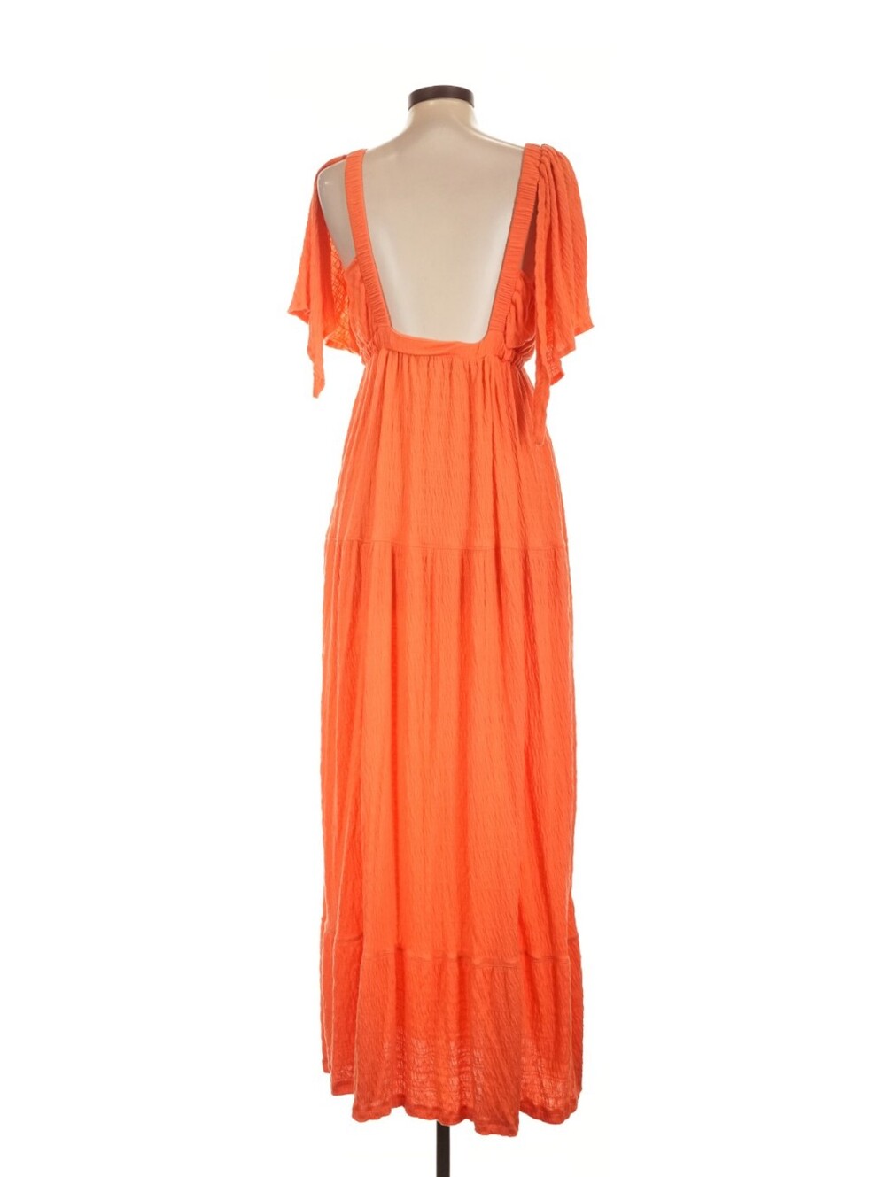 NWT Free People La La Maxi Dress Wild Papaya Orange Tiered Flutter Sz L - Picture 5 of 11